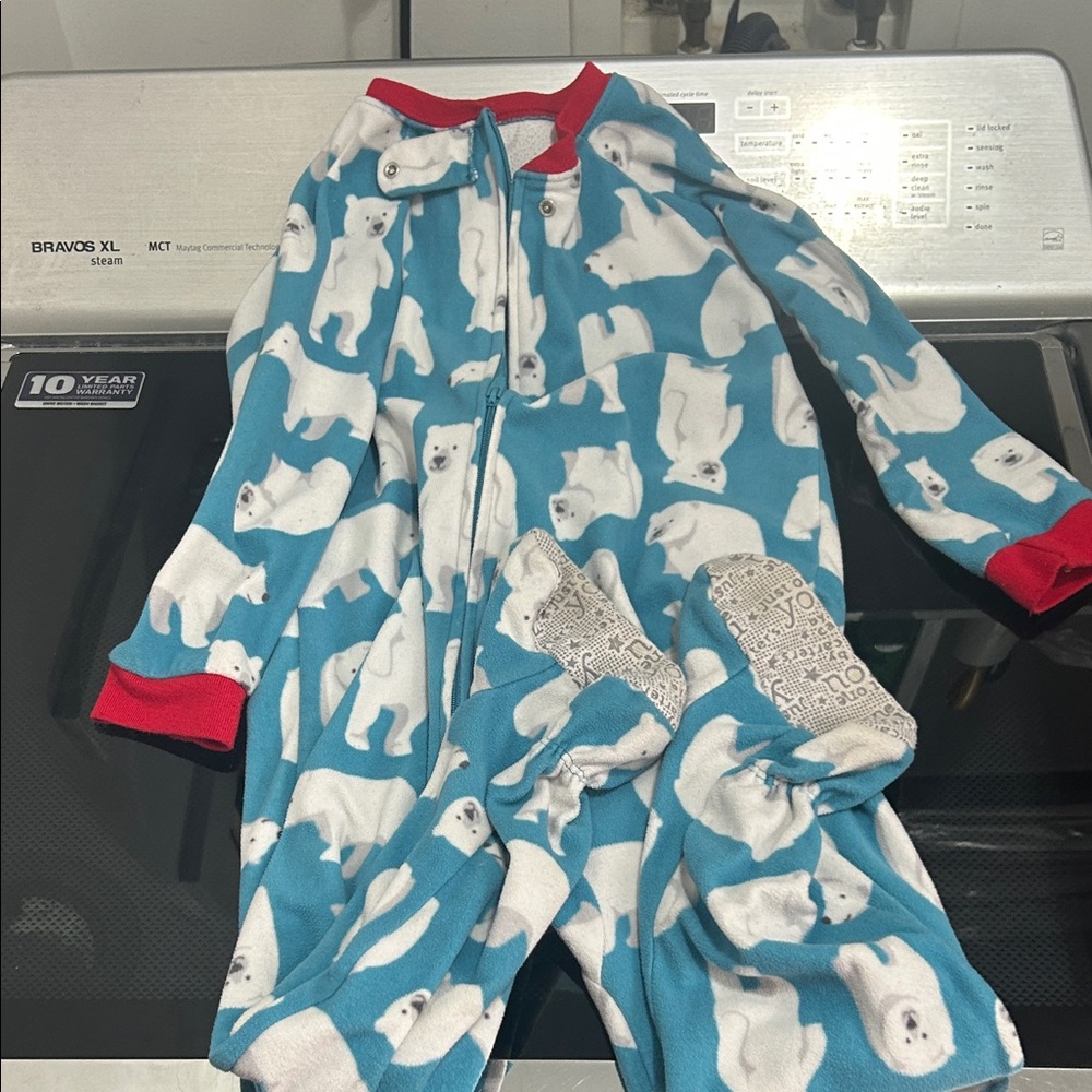 4T Christmas polar bear warm fleece footie pajama winter unisex boy girl neutral